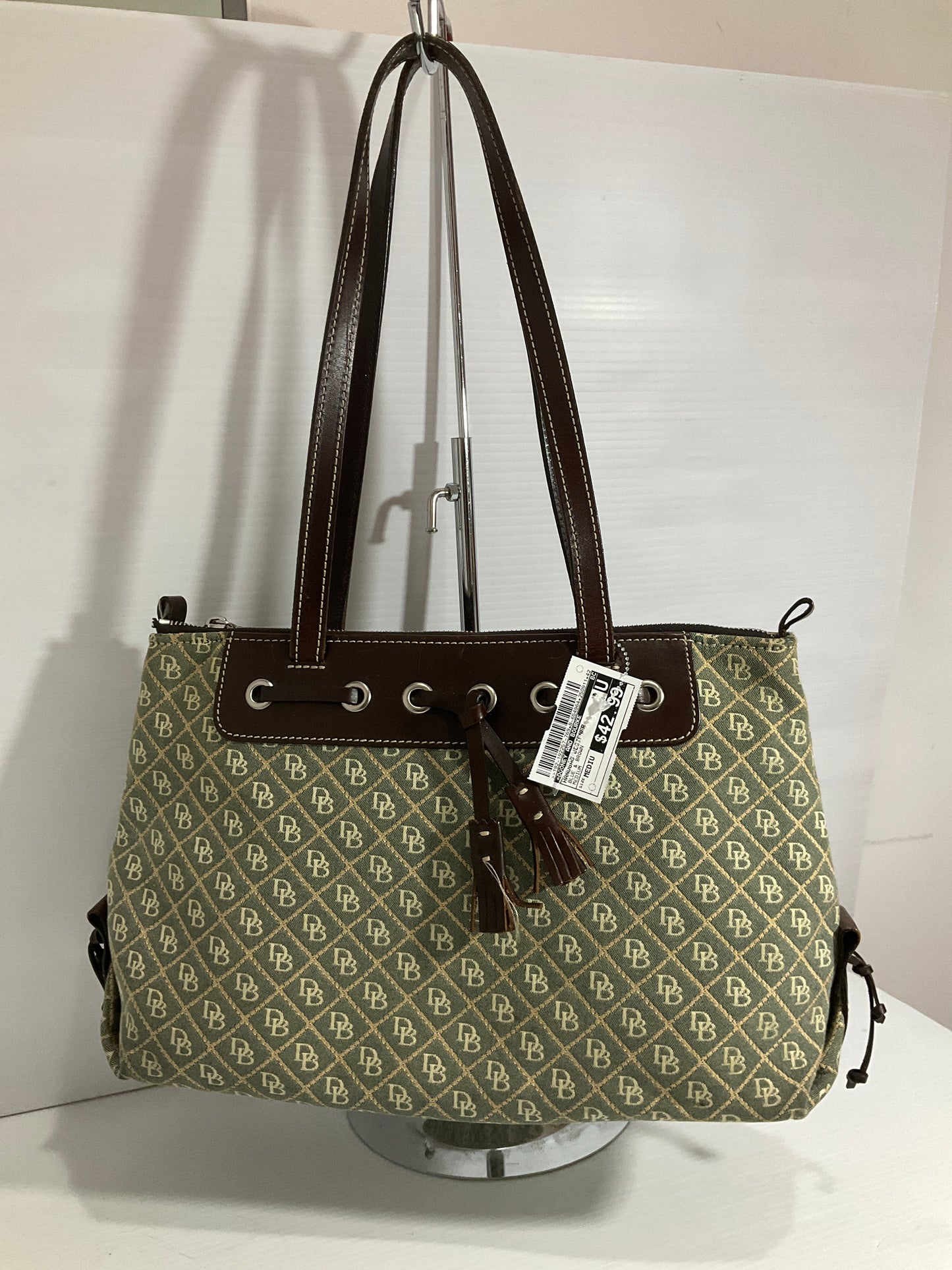Handbag Designer By Dooney And Bourke In Blue & Brown, Size:Medium