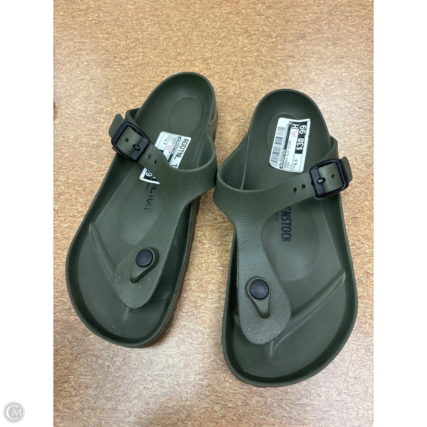 Sandals Flip Flops By Birkenstock In Green, Size: 6.5