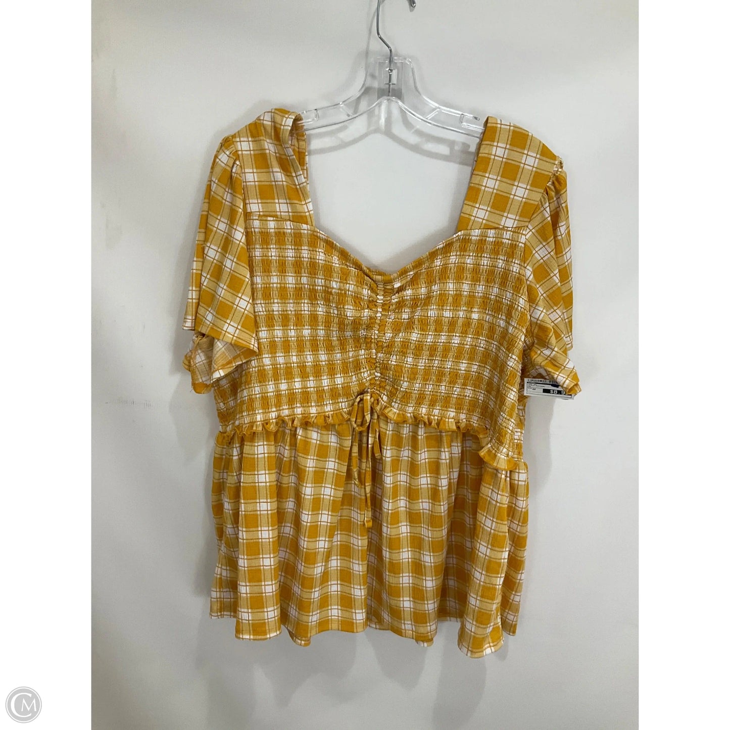 Top Short Sleeve By Cato In Plaid Pattern, Size: 22