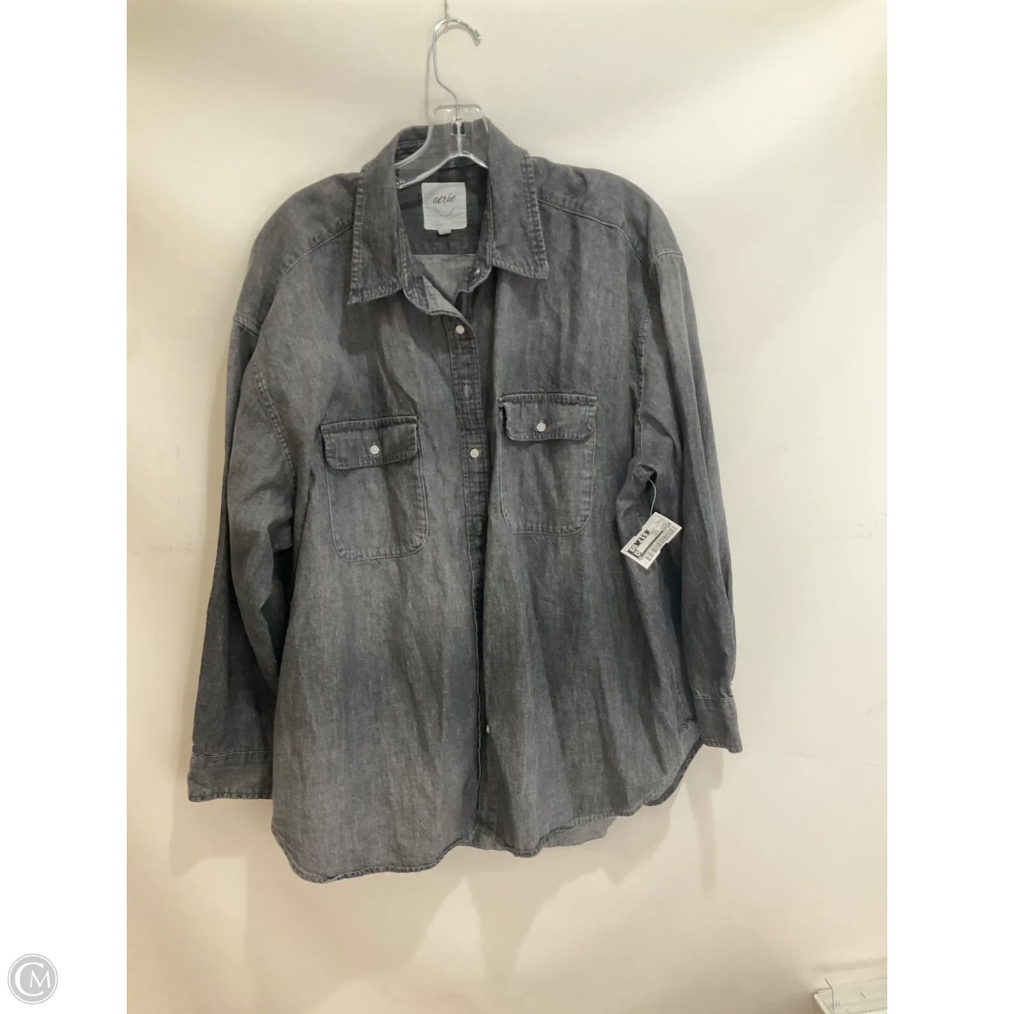Jacket Shirt By Aerie In Grey, Size: L