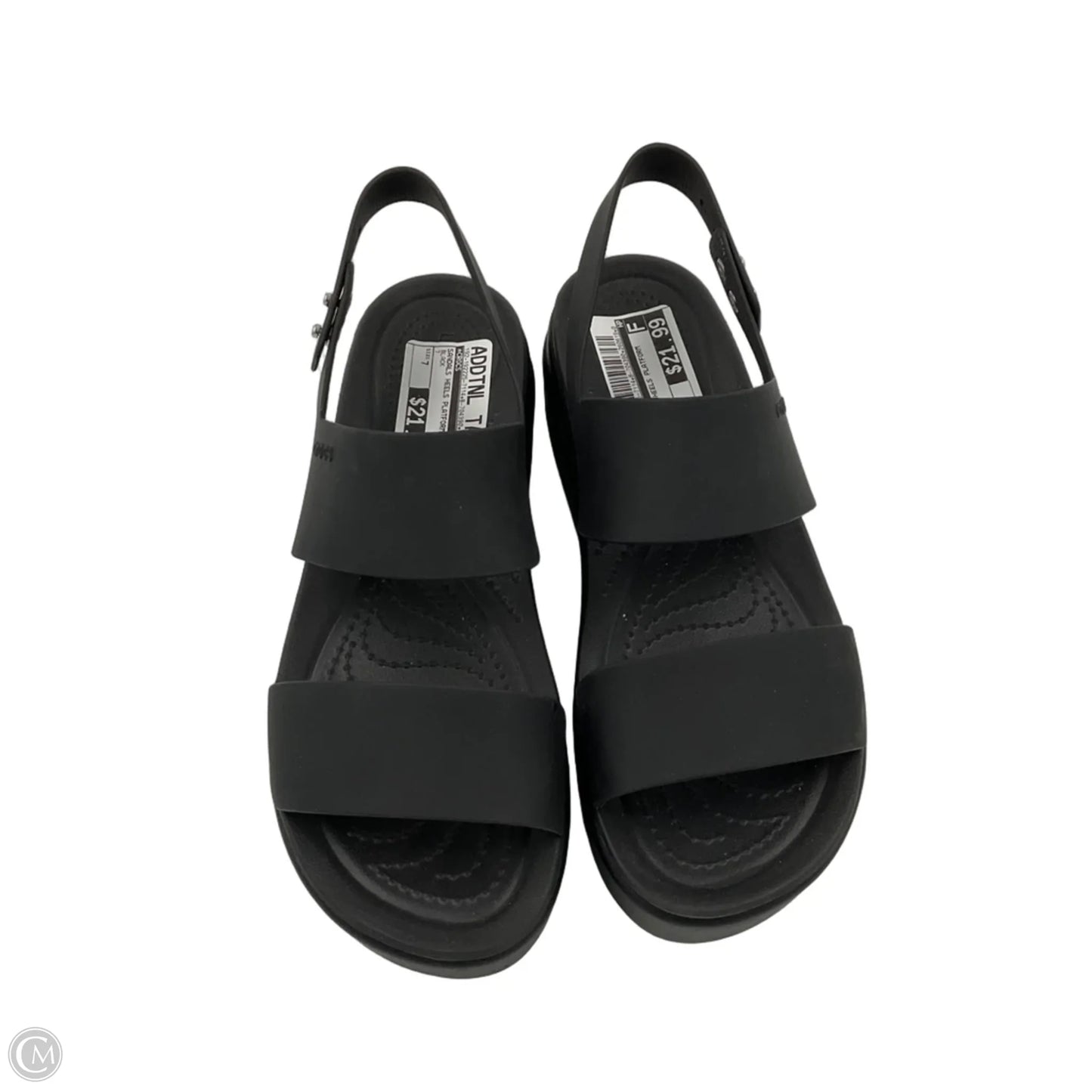 Sandals Heels Platform By Crocs In Black, Size: 7