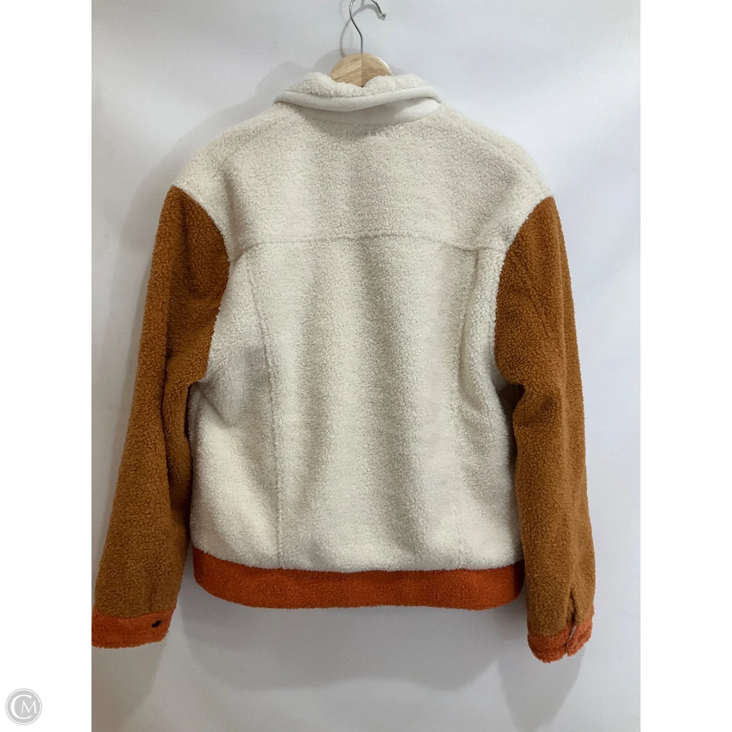 Jacket Faux Fur & Sherpa By Ivory Ella In Cream & Orange, Size: L