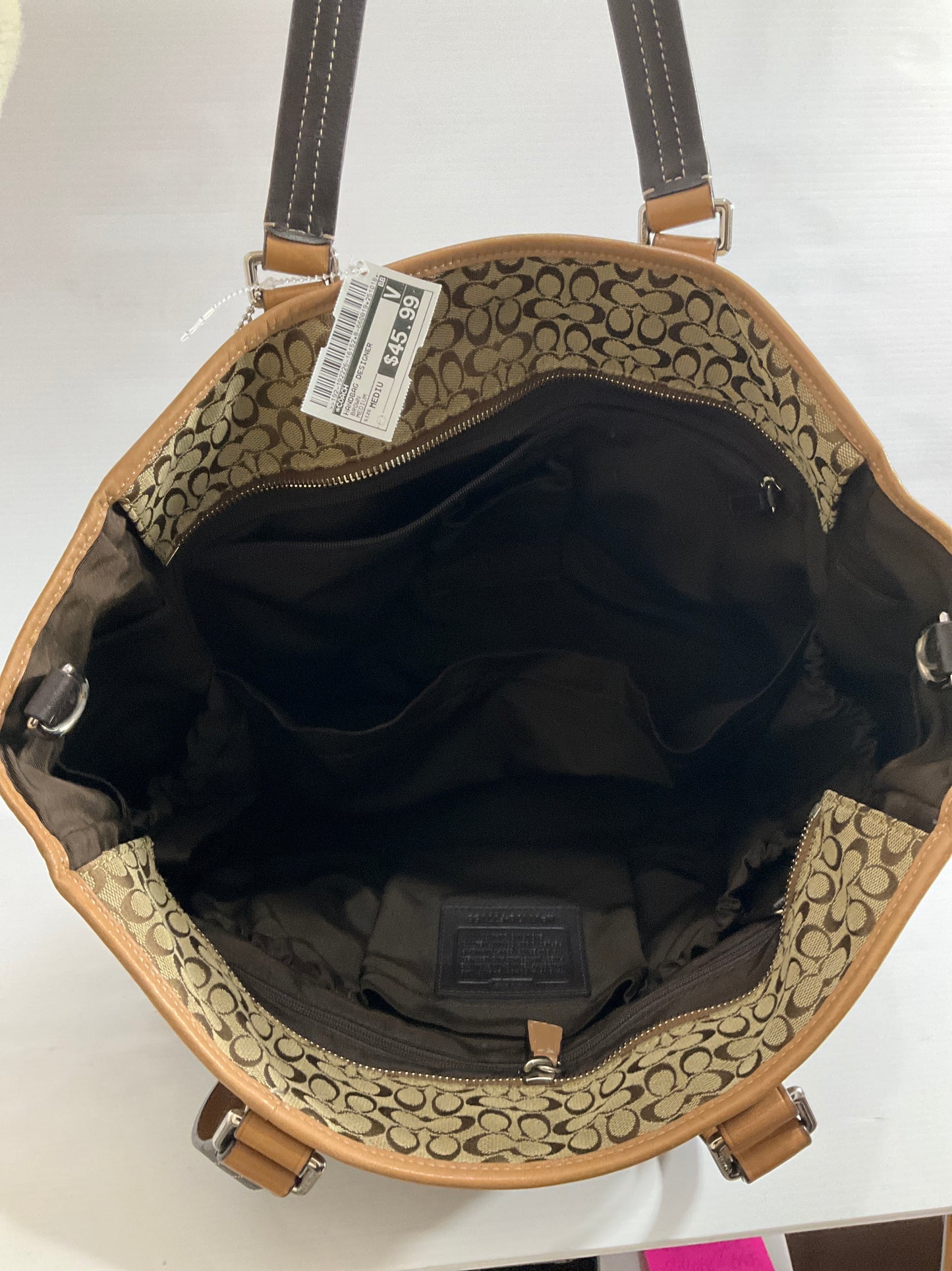 Handbag Designer By Coach In Brown, Size:Medium
