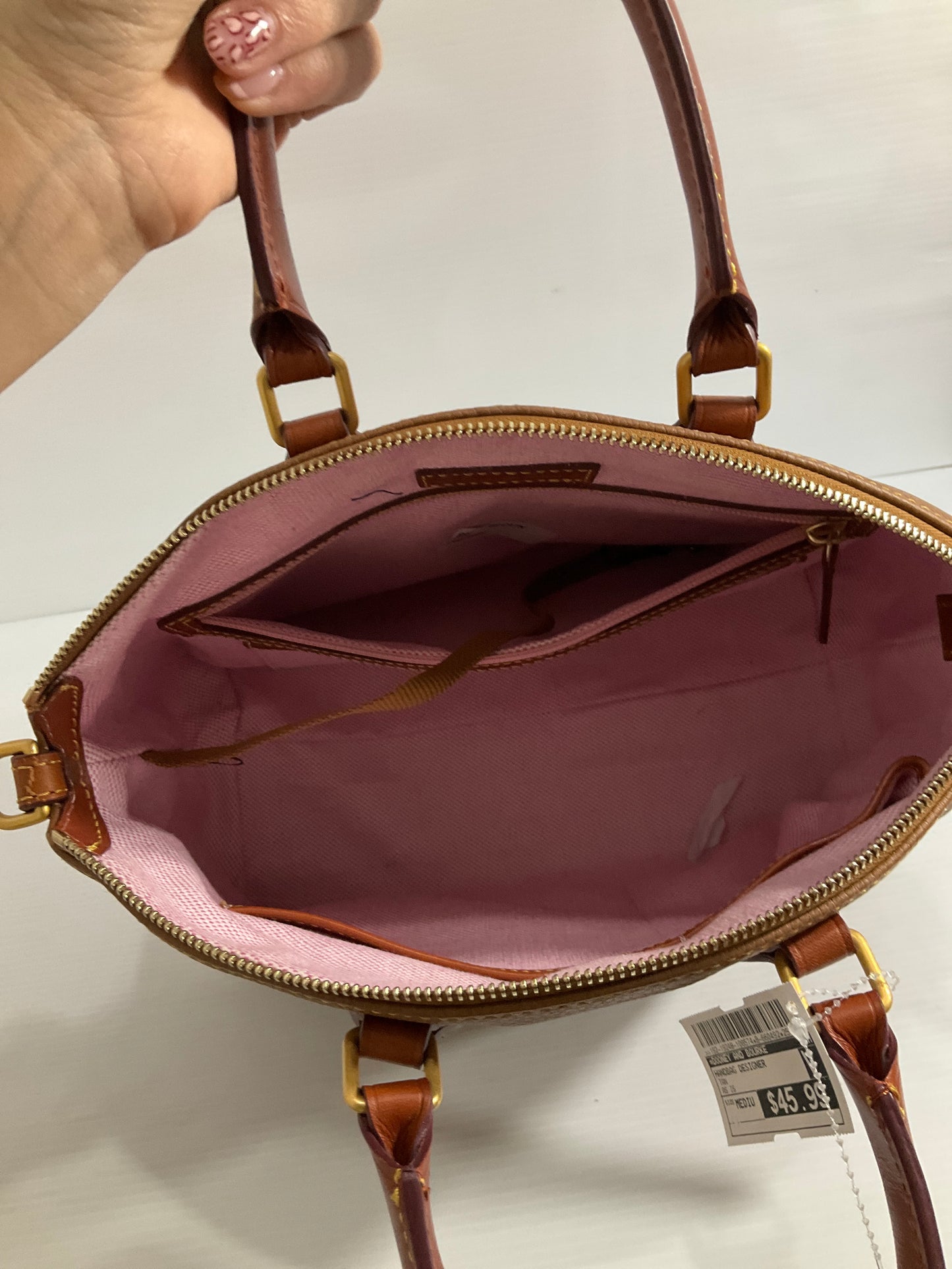 Handbag Designer By Dooney And Bourke In Tan, Size:Medium