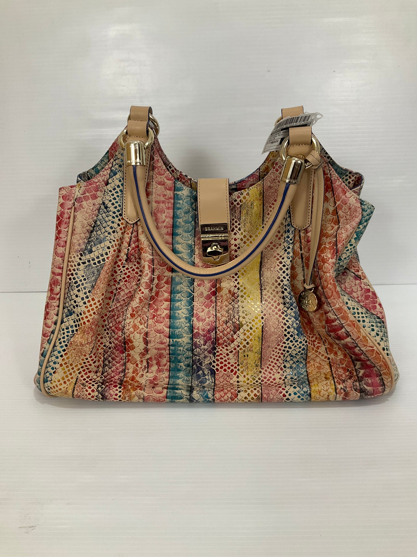 Crossbody Designer By Brahmin In Rainbow Print, Size:Medium