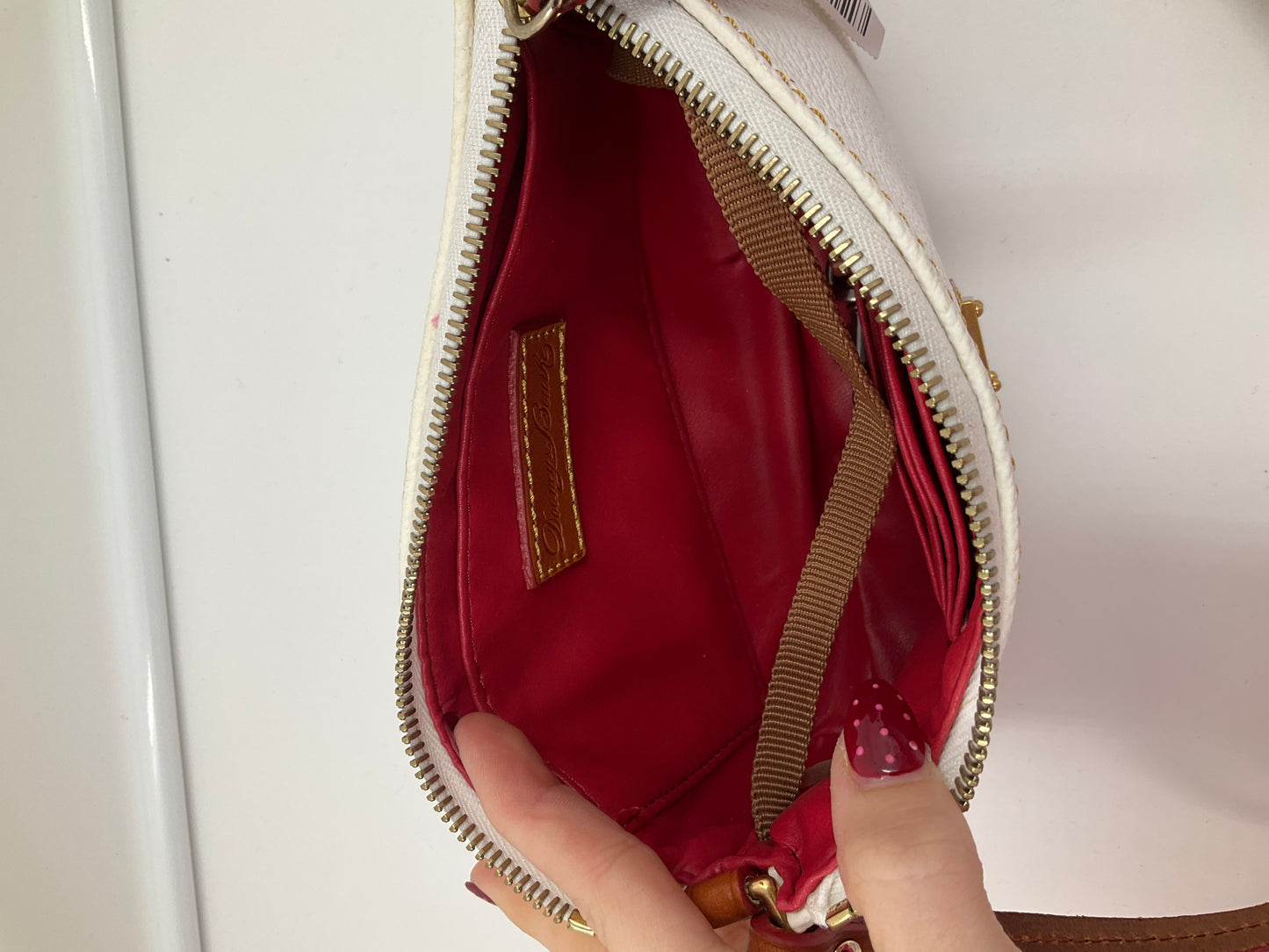 Handbag Designer By Dooney And Bourke In White, Size:Small