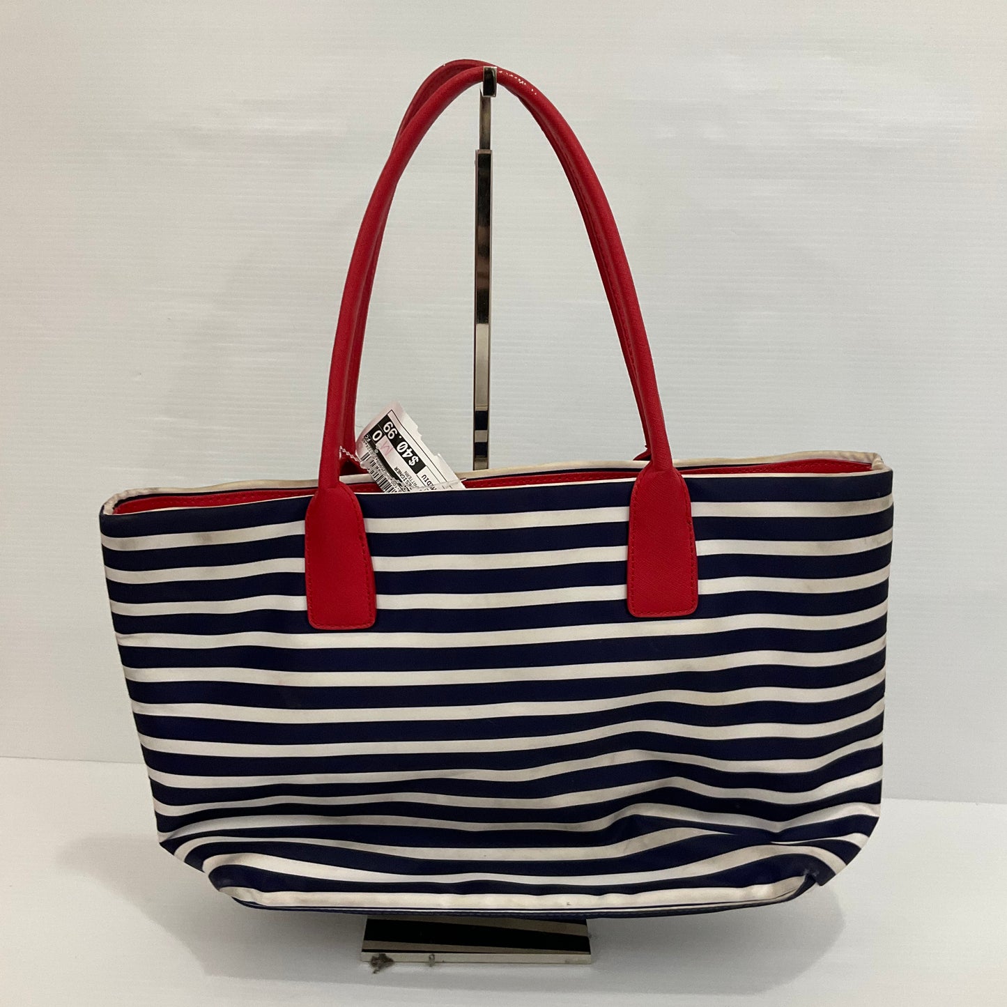 Handbag Designer By Kate Spade In Striped Pattern, Size:Medium