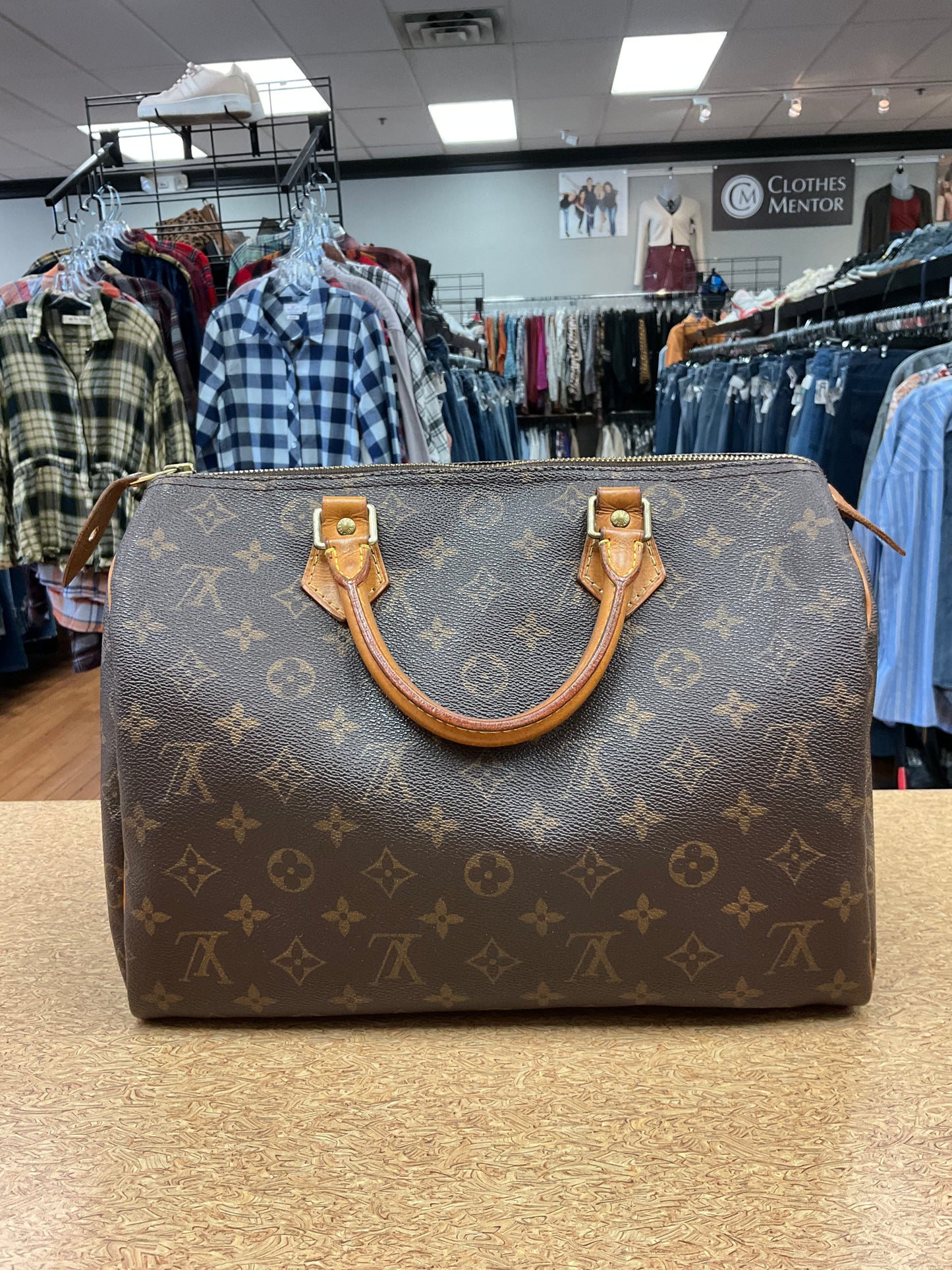 Handbag Luxury Designer By Louis Vuitton In Brown, Size:Medium