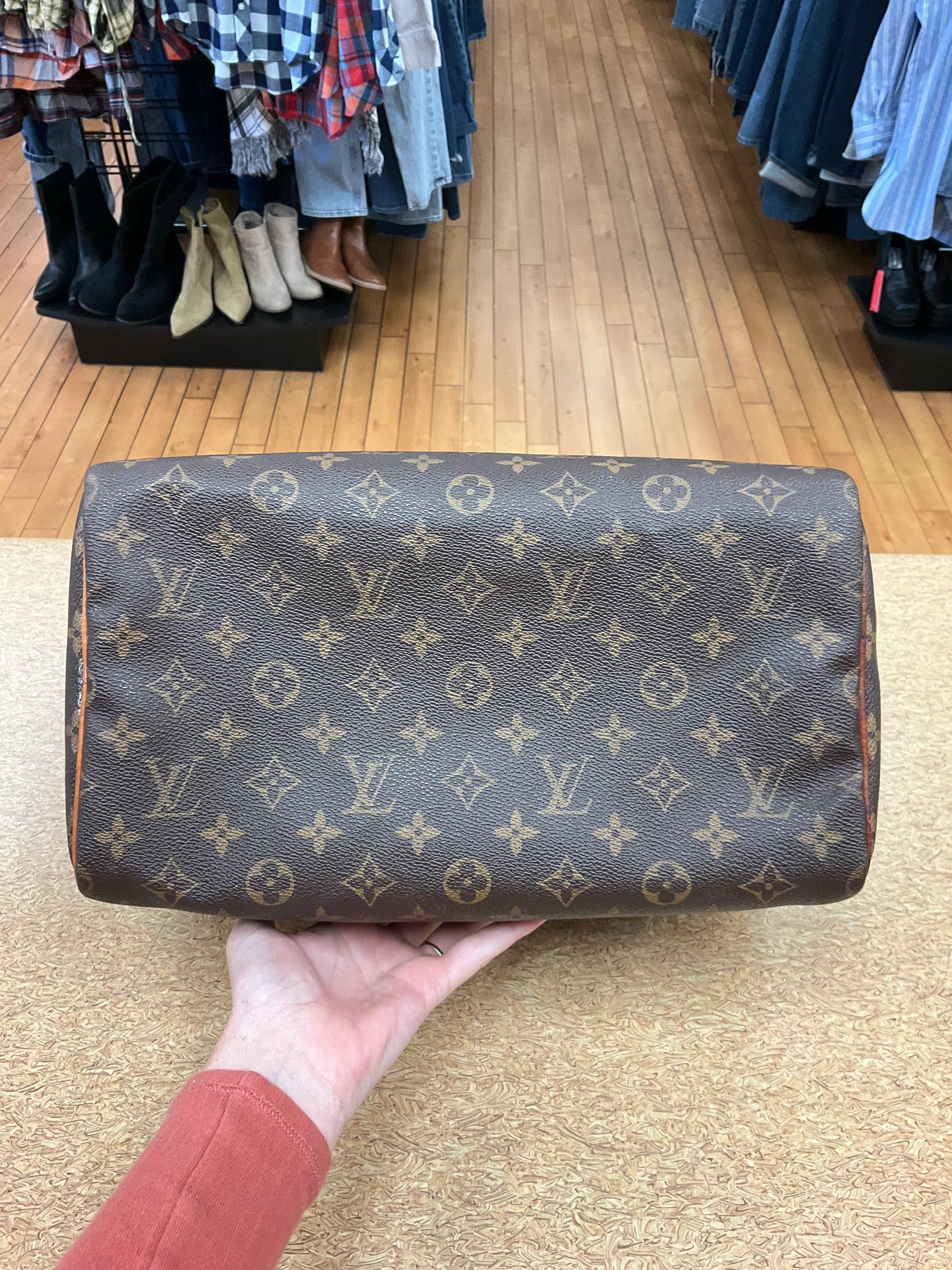 Handbag Luxury Designer By Louis Vuitton In Brown, Size:Medium