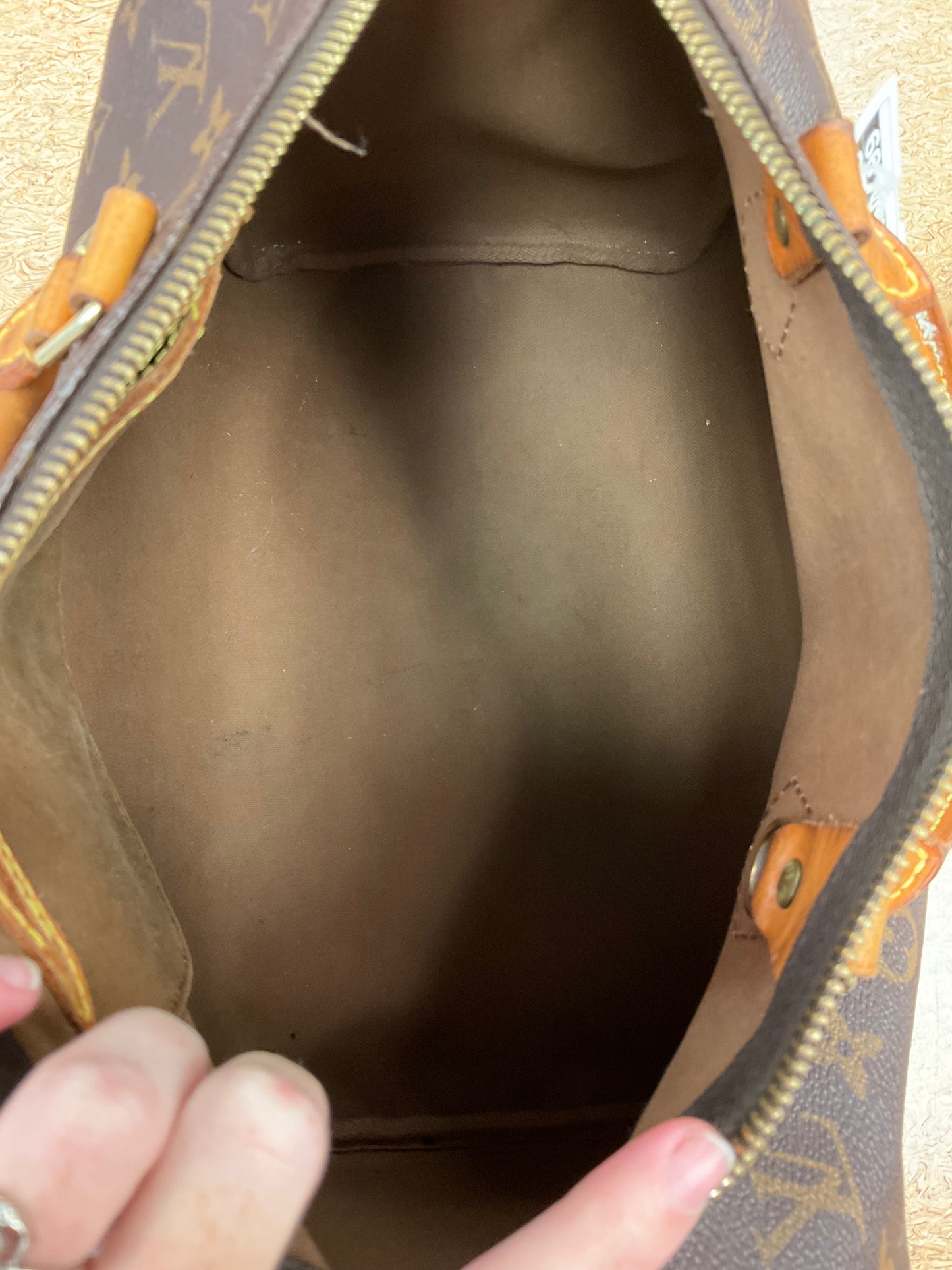 Handbag Luxury Designer By Louis Vuitton In Brown, Size:Medium