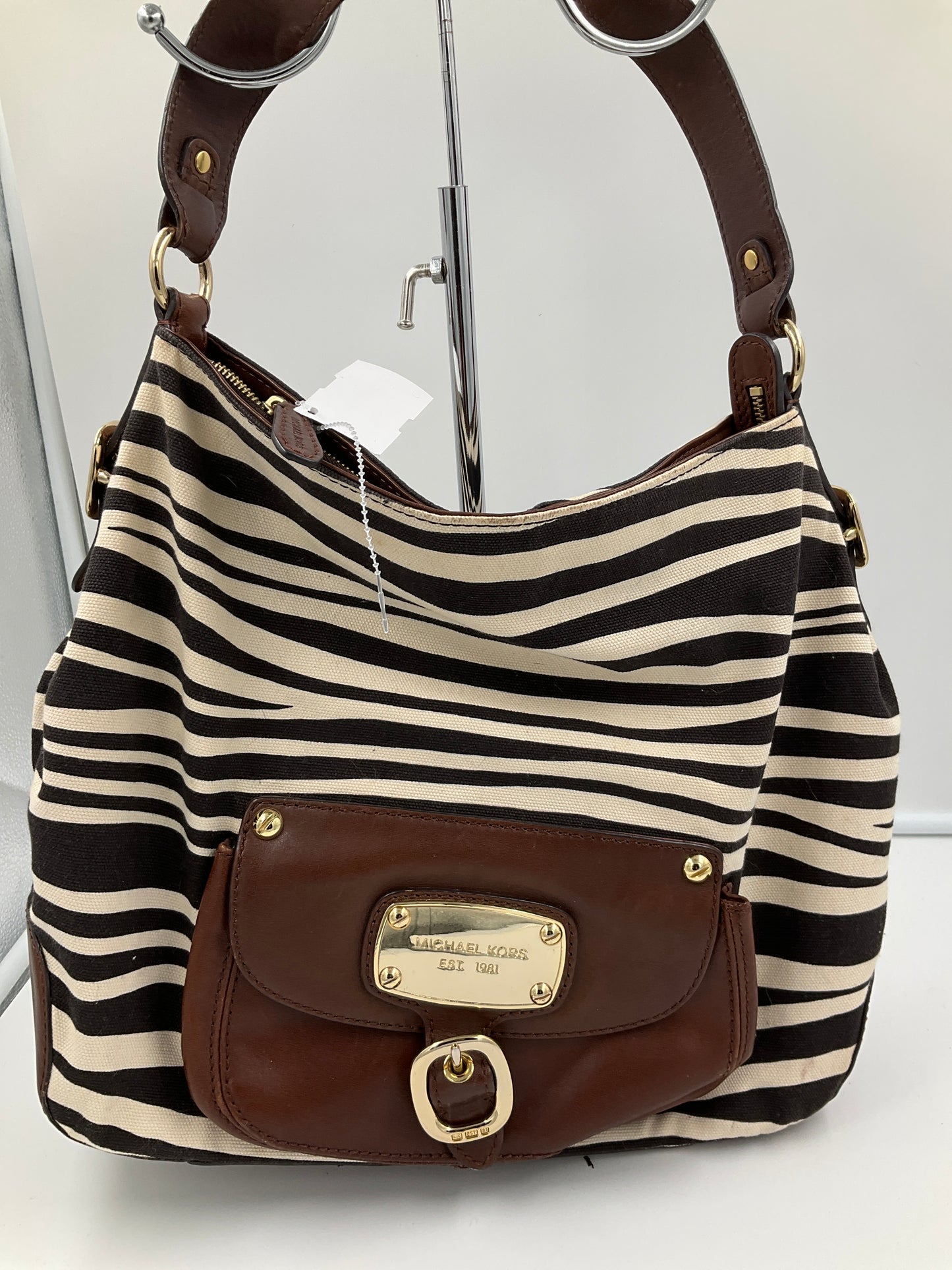 Handbag Designer By Michael Kors In Animal Print, Size:Medium