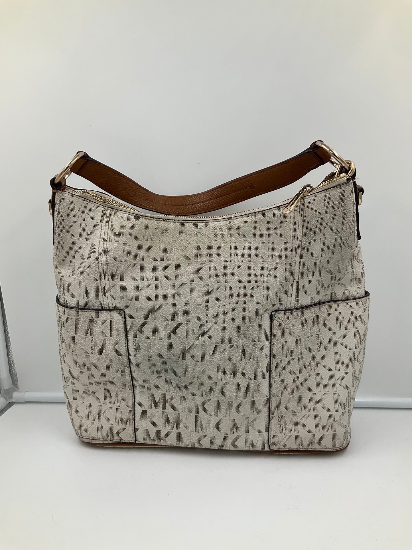 Handbag Designer By Michael Kors In White, Size:Large