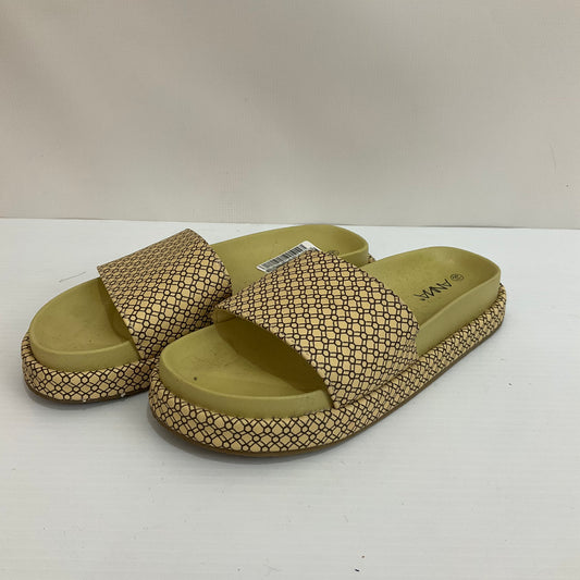 Sandals Flats By Anna In Brown & Yellow, Size: 8.5