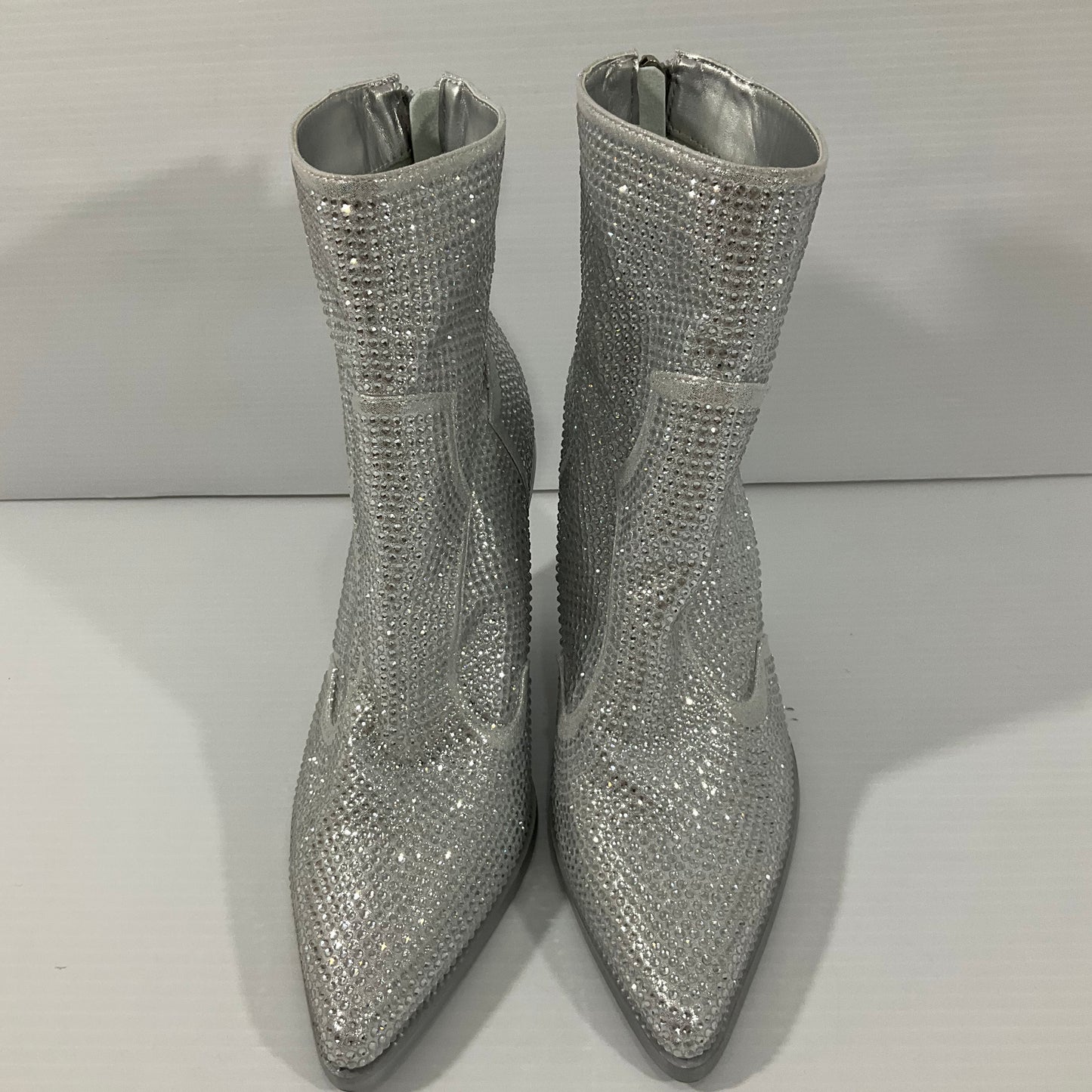 Boots Ankle Heels By Cmc In Silver, Size: 6