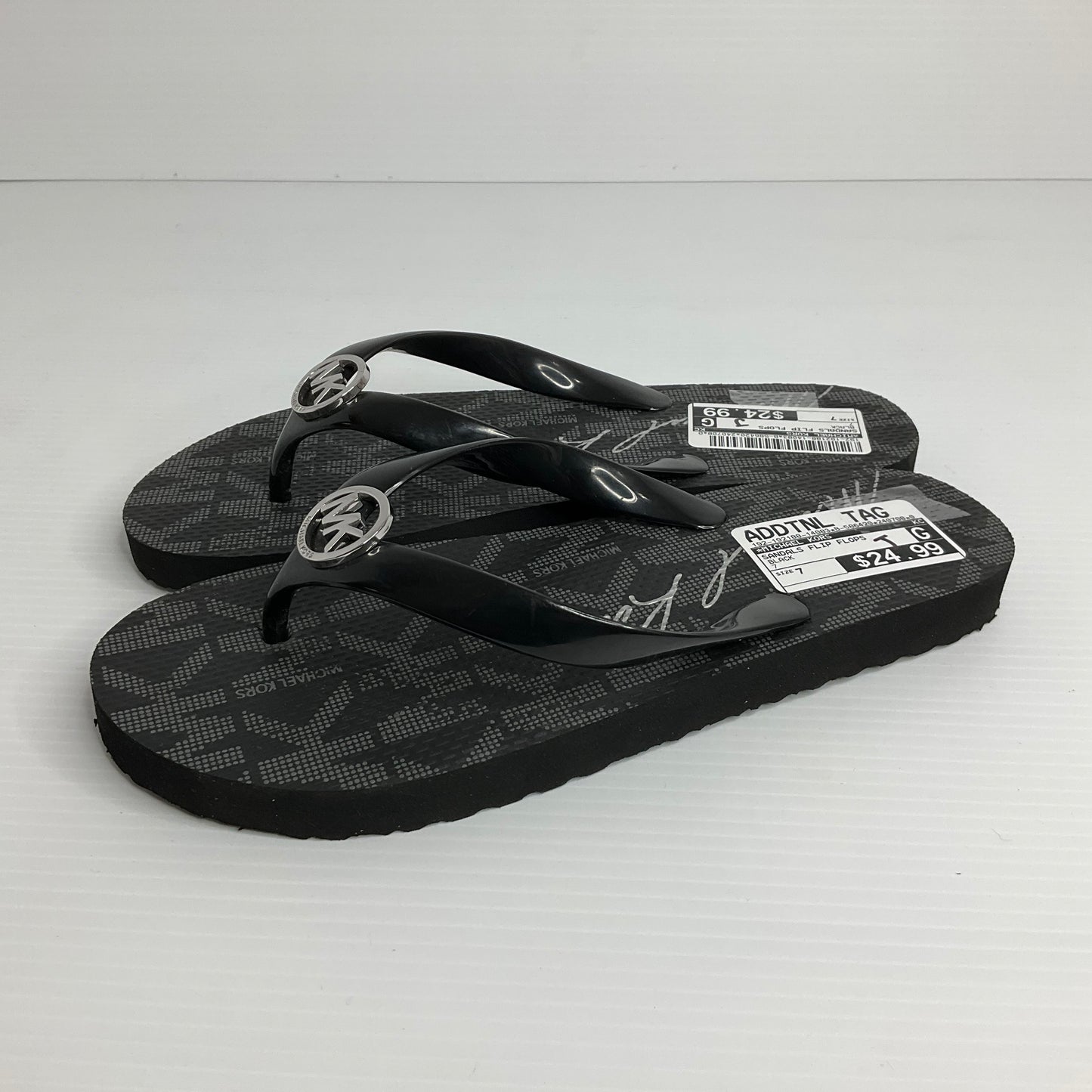 Black Sandals Flip Flops Michael Kors, Size 7