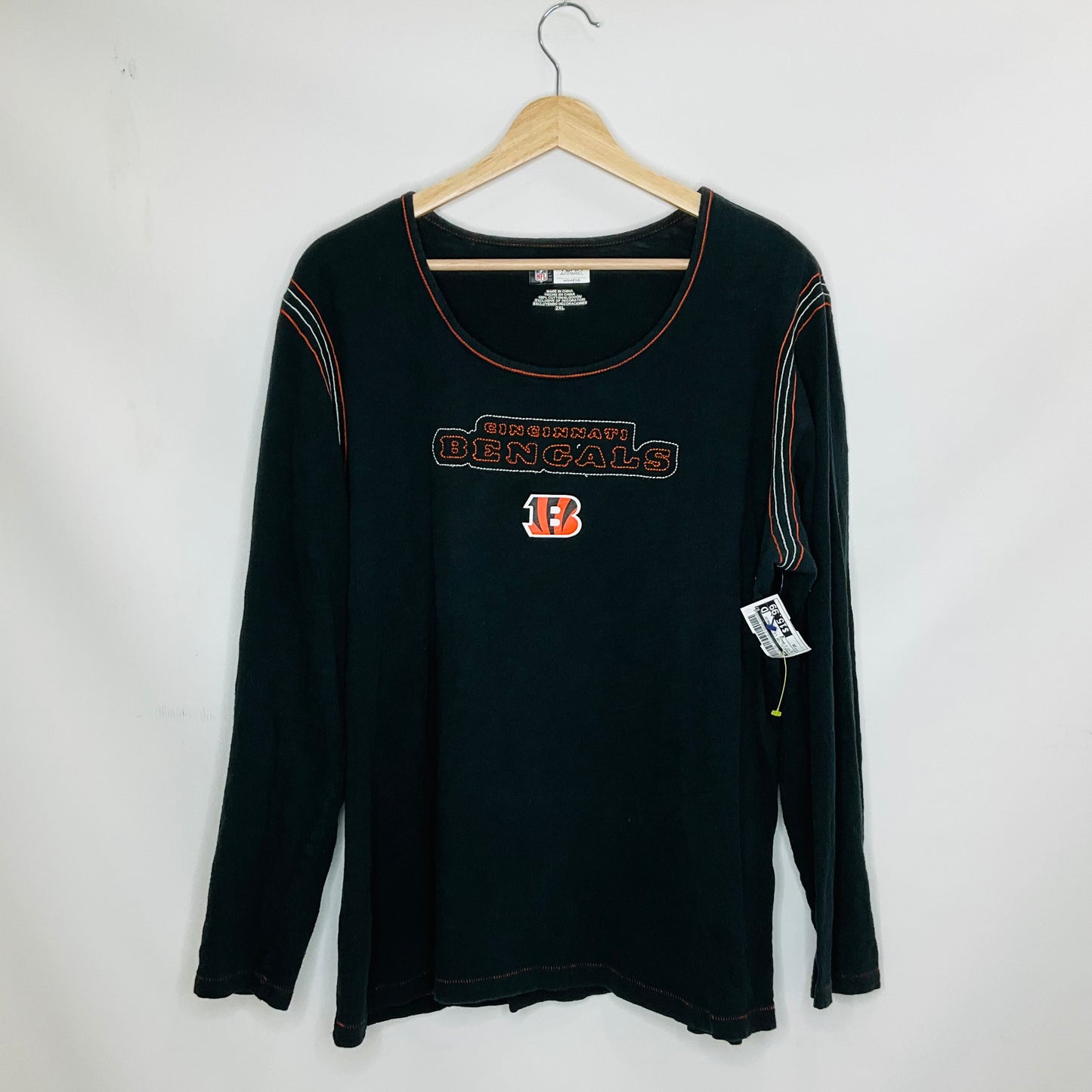 Black & Orange Athletic Top Long Sleeve Crewneck Nfl, Size 2x