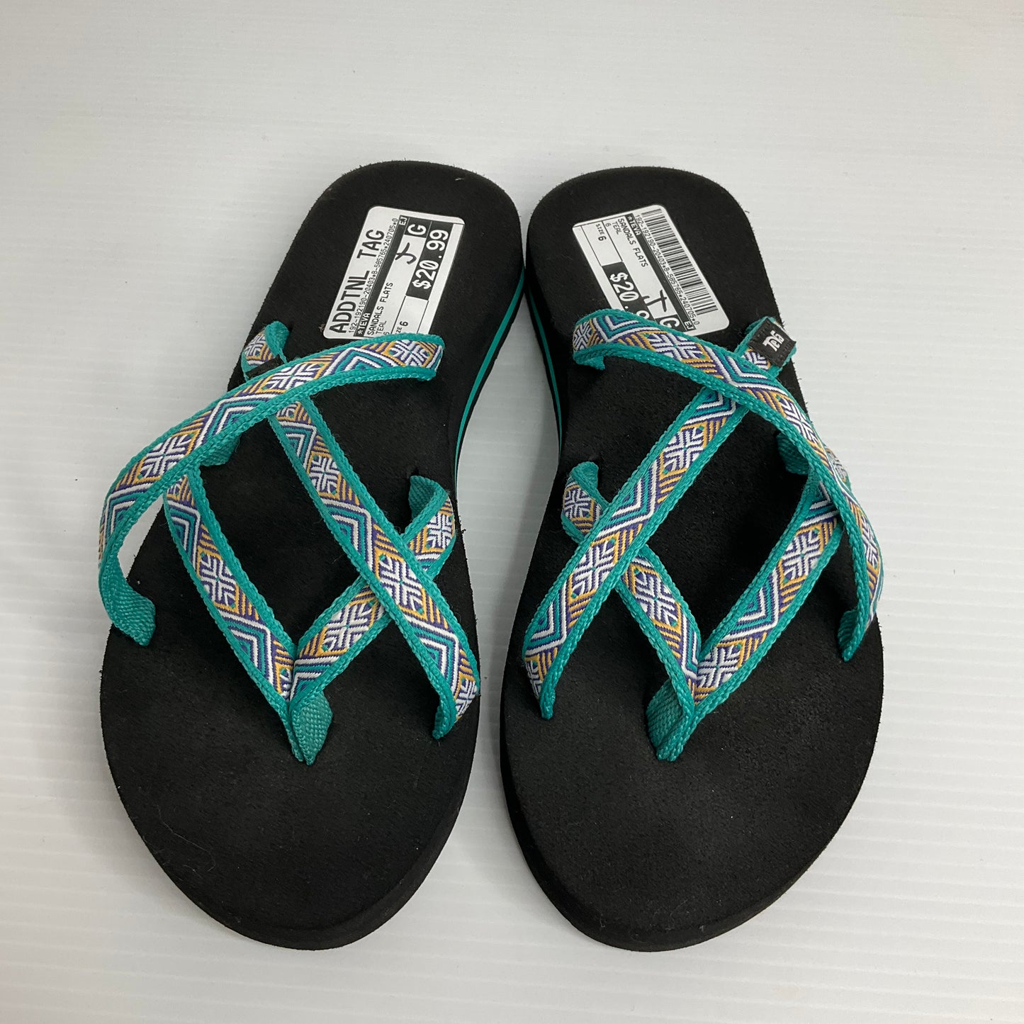 Teal Sandals Flats Teva, Size 6