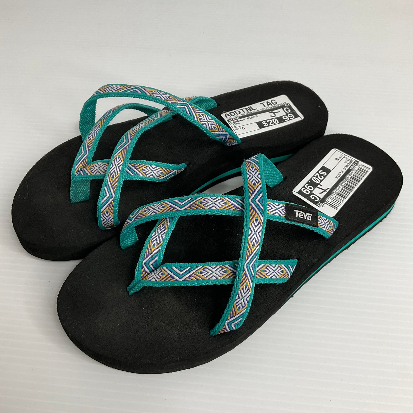 Teal Sandals Flats Teva, Size 6