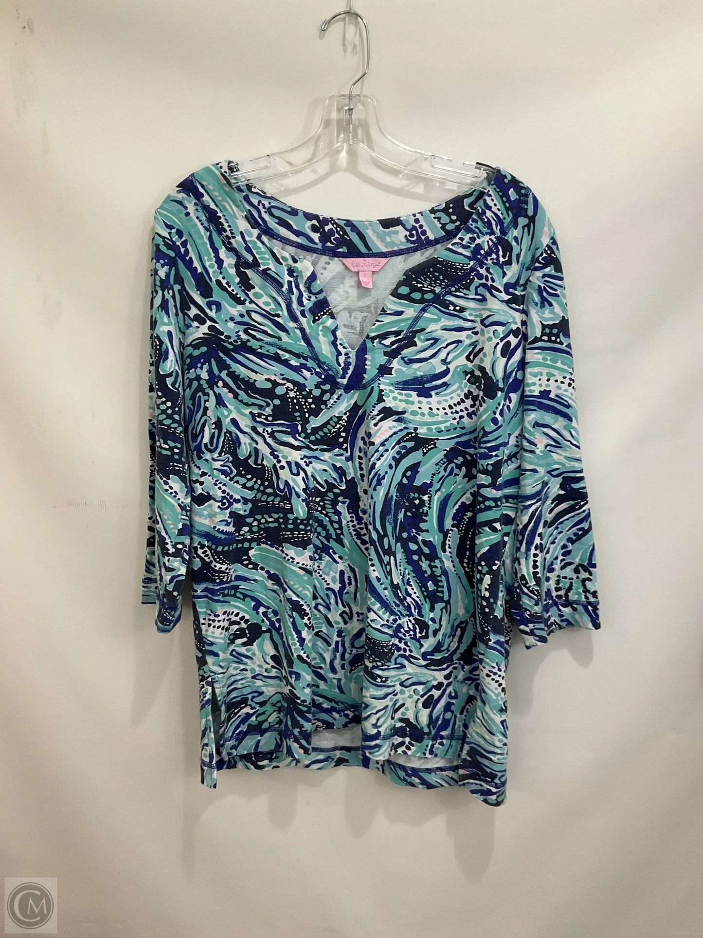 Top 3/4 Sleeve By Lilly Pulitzer In Blue & Green, Size: L