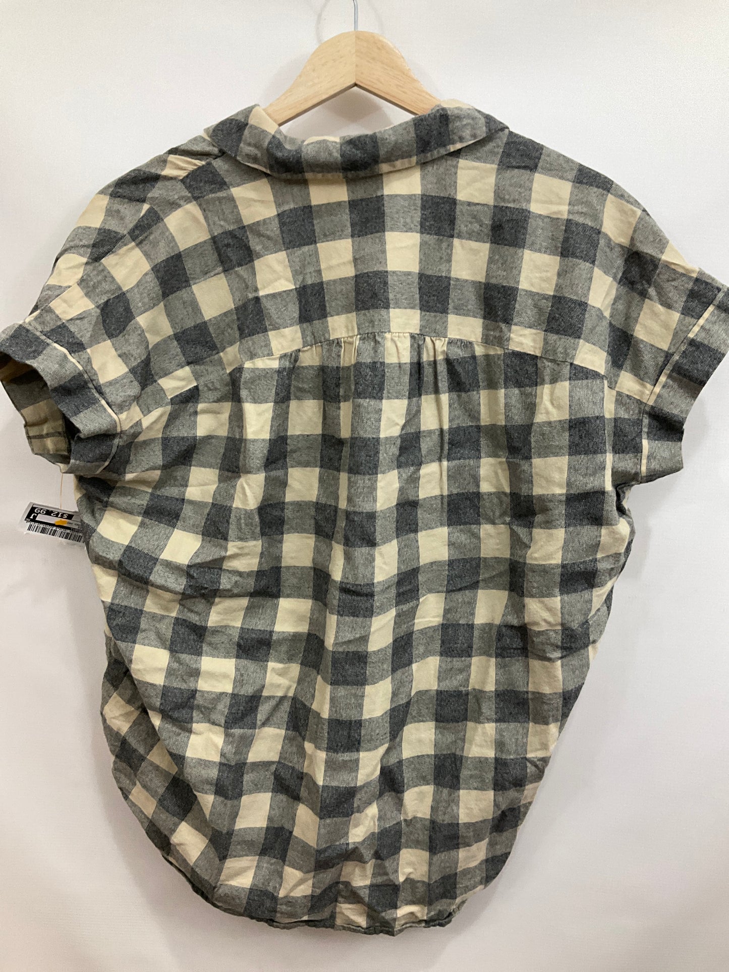 Top Short Sleeve By Madewell In Checkered Pattern, Size: Xs