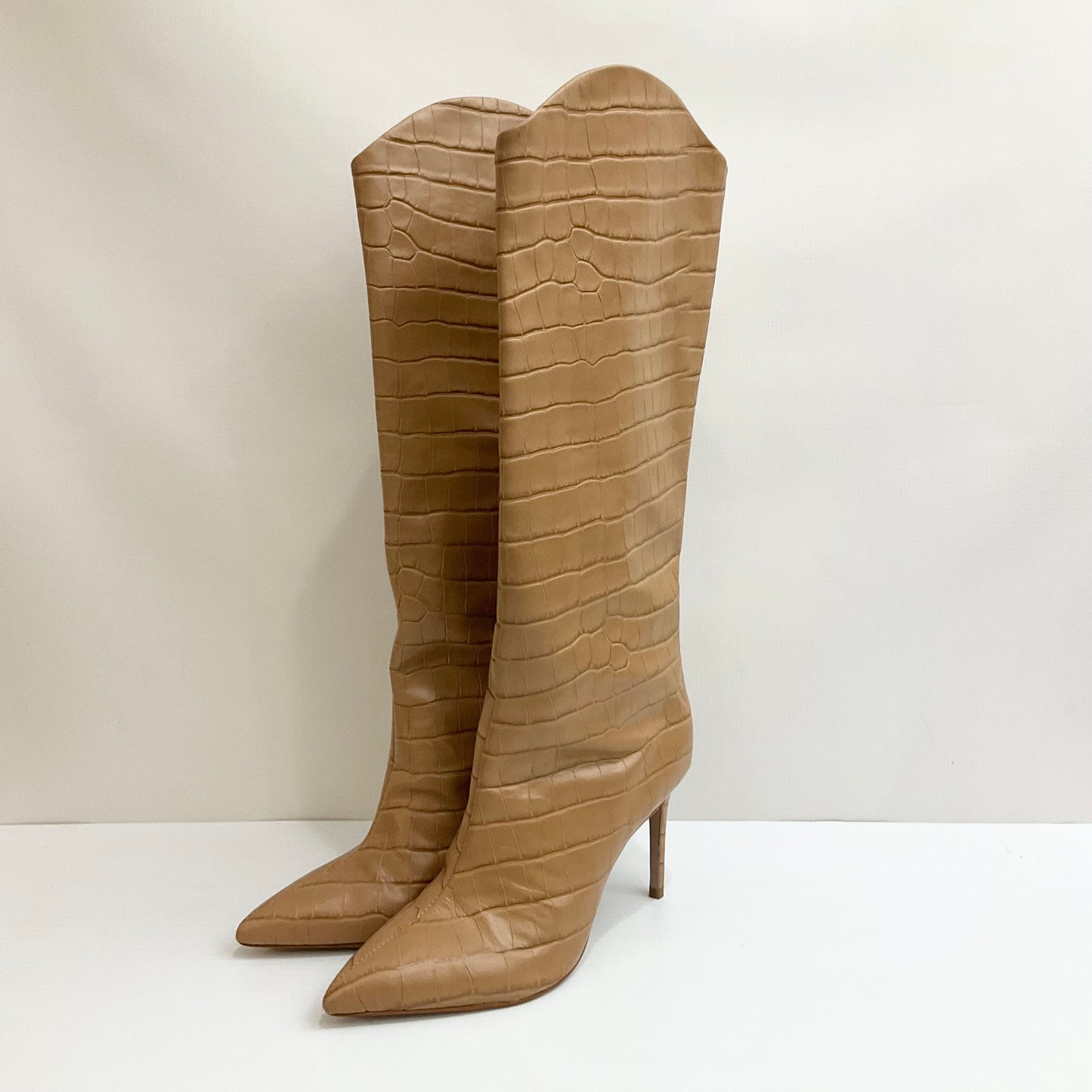 Boots Knee Heels By Cma In Tan, Size: 8.5