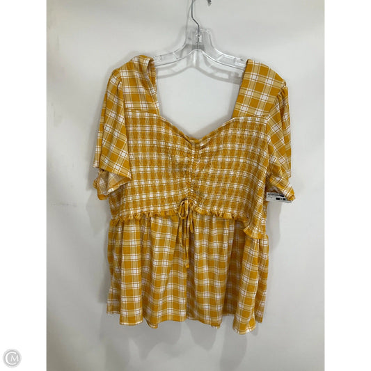 Top Short Sleeve By Cato In Plaid Pattern, Size: 22
