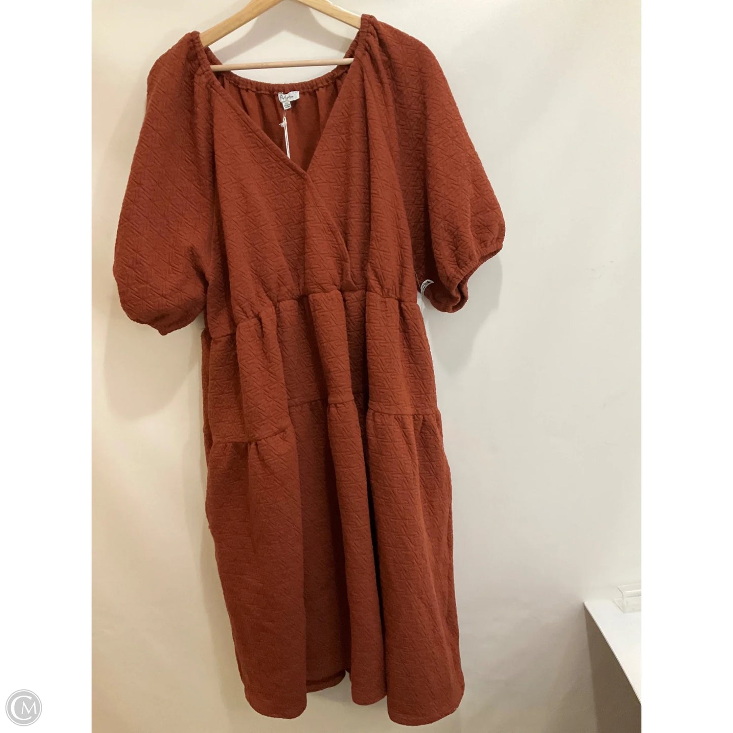 Dress Casual Midi By Polygram In Brown, Size: 3x
