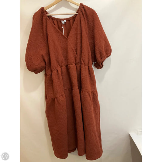 Dress Casual Midi By Polygram In Brown, Size: 3x