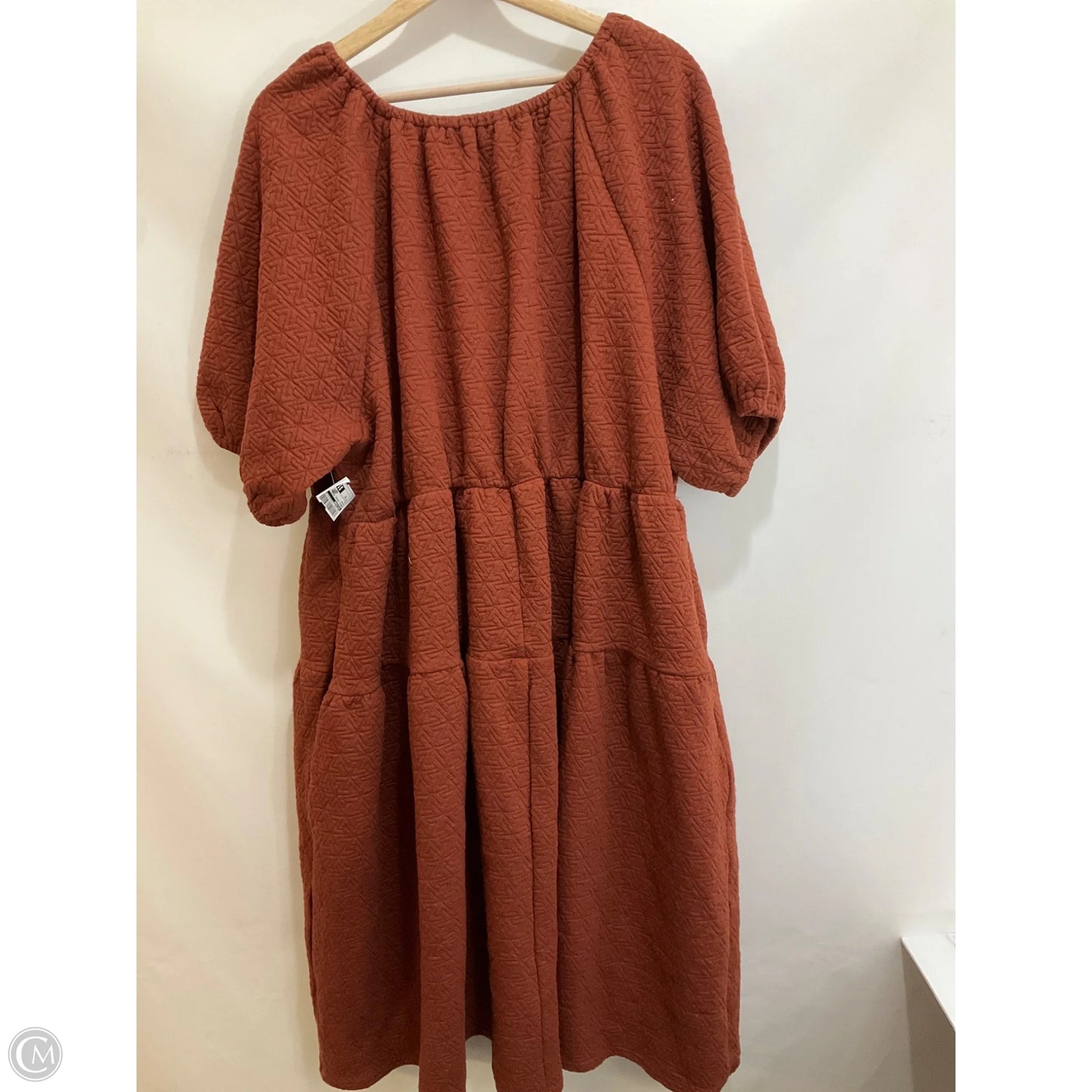 Dress Casual Midi By Polygram In Brown, Size: 3x