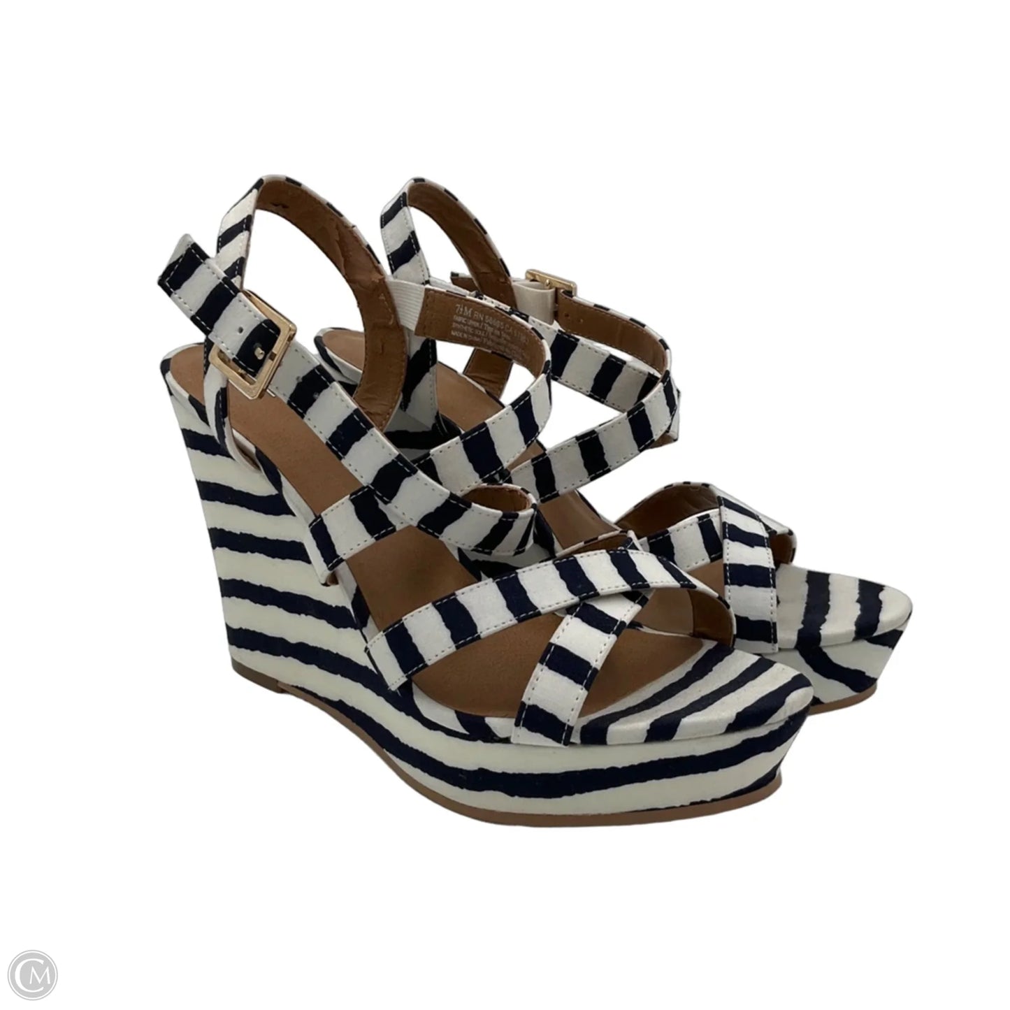 Sandals Heels Wedge By Bp In Striped Pattern, Size: 7.5