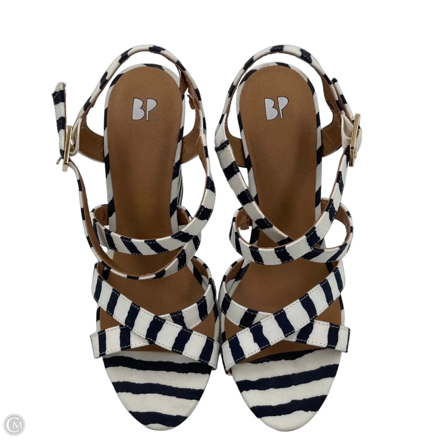 Sandals Heels Wedge By Bp In Striped Pattern, Size: 7.5