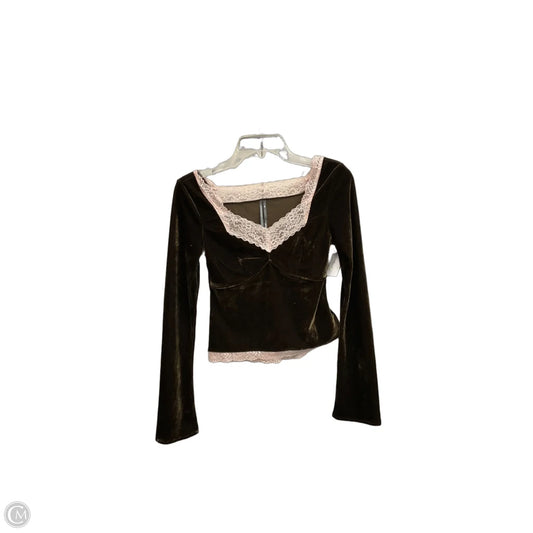 Top Long Sleeve By Anthropologie In Brown, Size: Xs