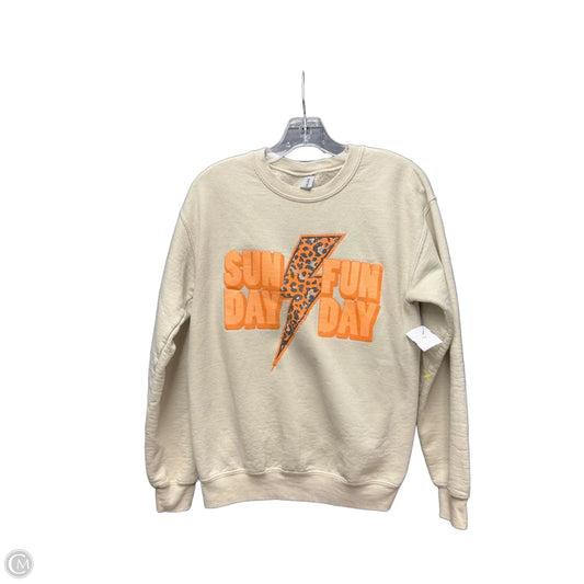 Athletic Sweatshirt Crewneck By Gildan In Tan, Size: S