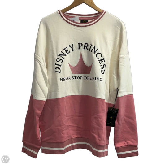 Sweatshirt Crewneck By Disney In Pink & White, Size: L