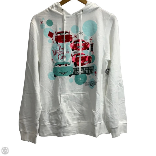 Sweatshirt Hoodie By Disney In White, Size: L