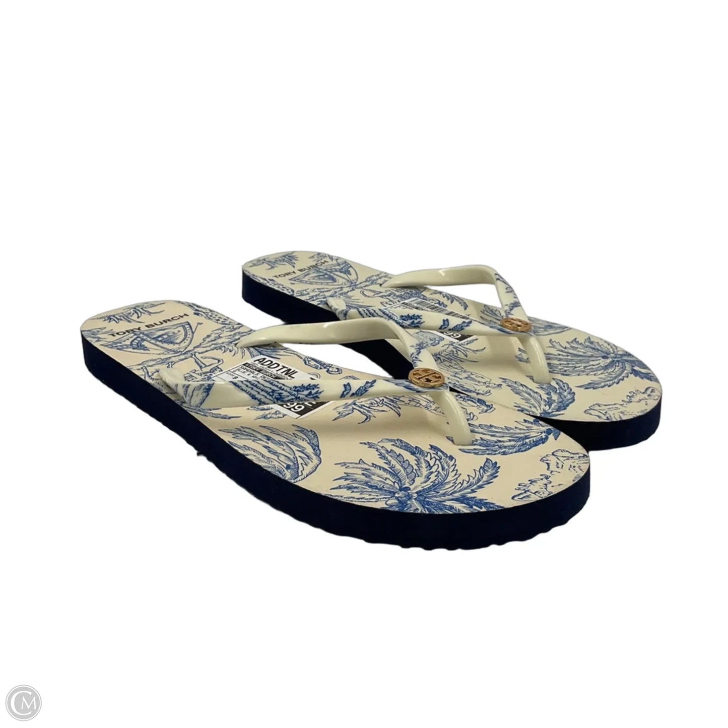 Sandals Designer By Tory Burch In Blue & White, Size: 9