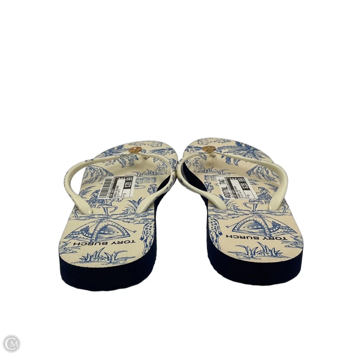 Sandals Designer By Tory Burch In Blue & White, Size: 9
