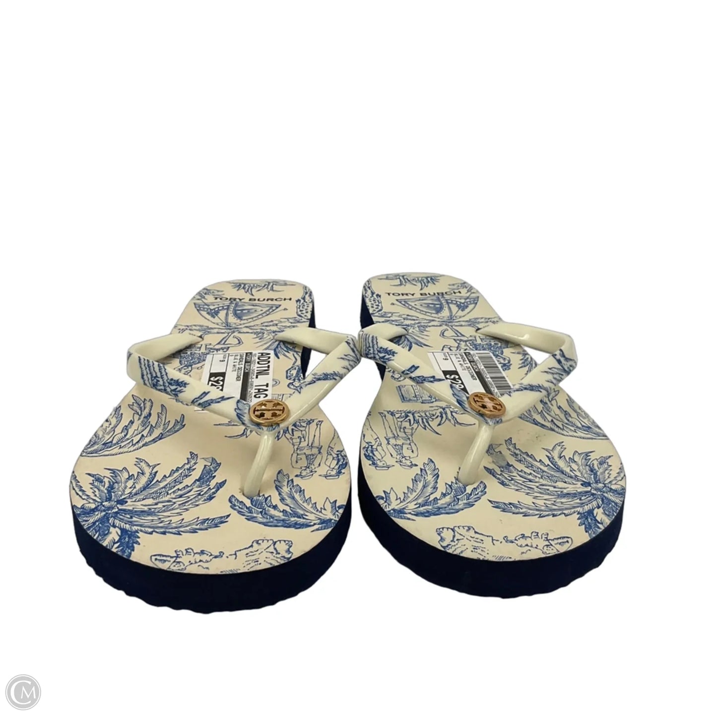 Sandals Designer By Tory Burch In Blue & White, Size: 9