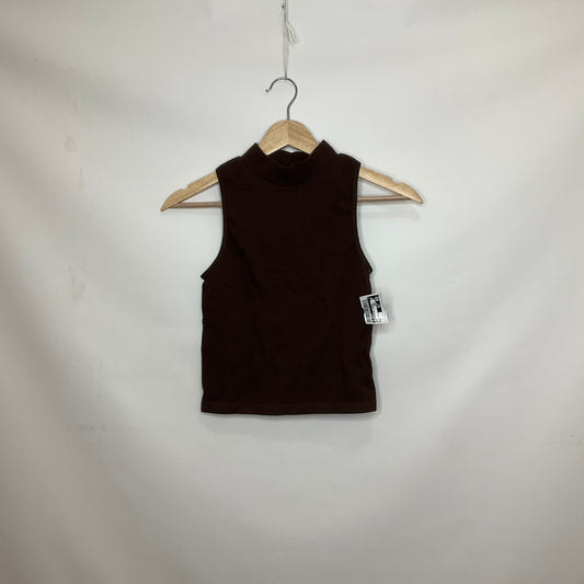 Brown Top Sleeveless Basic Pink Rose, Size S