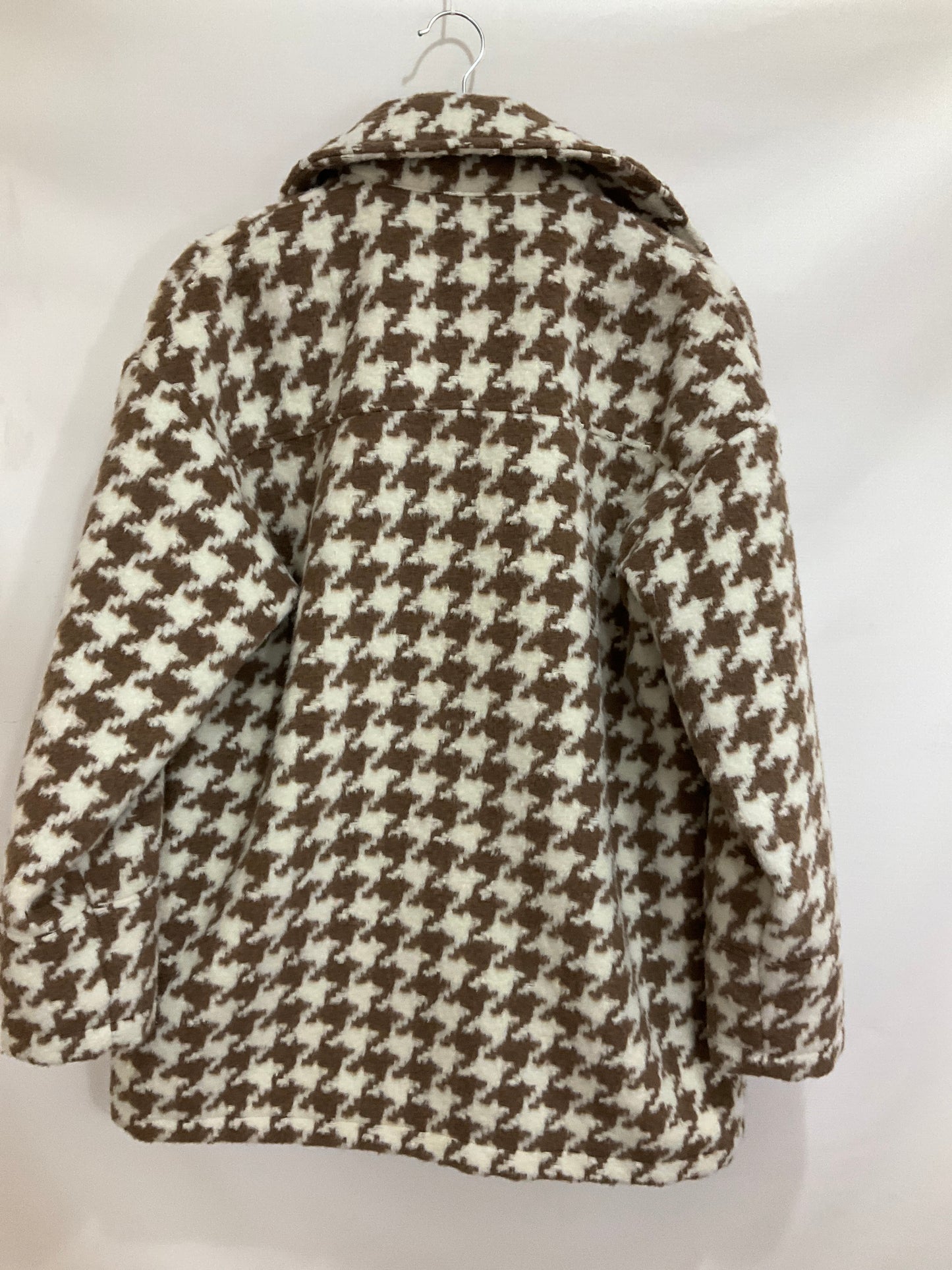 Jacket Shirt By Nasty Gal In Brown & White, Size: 4