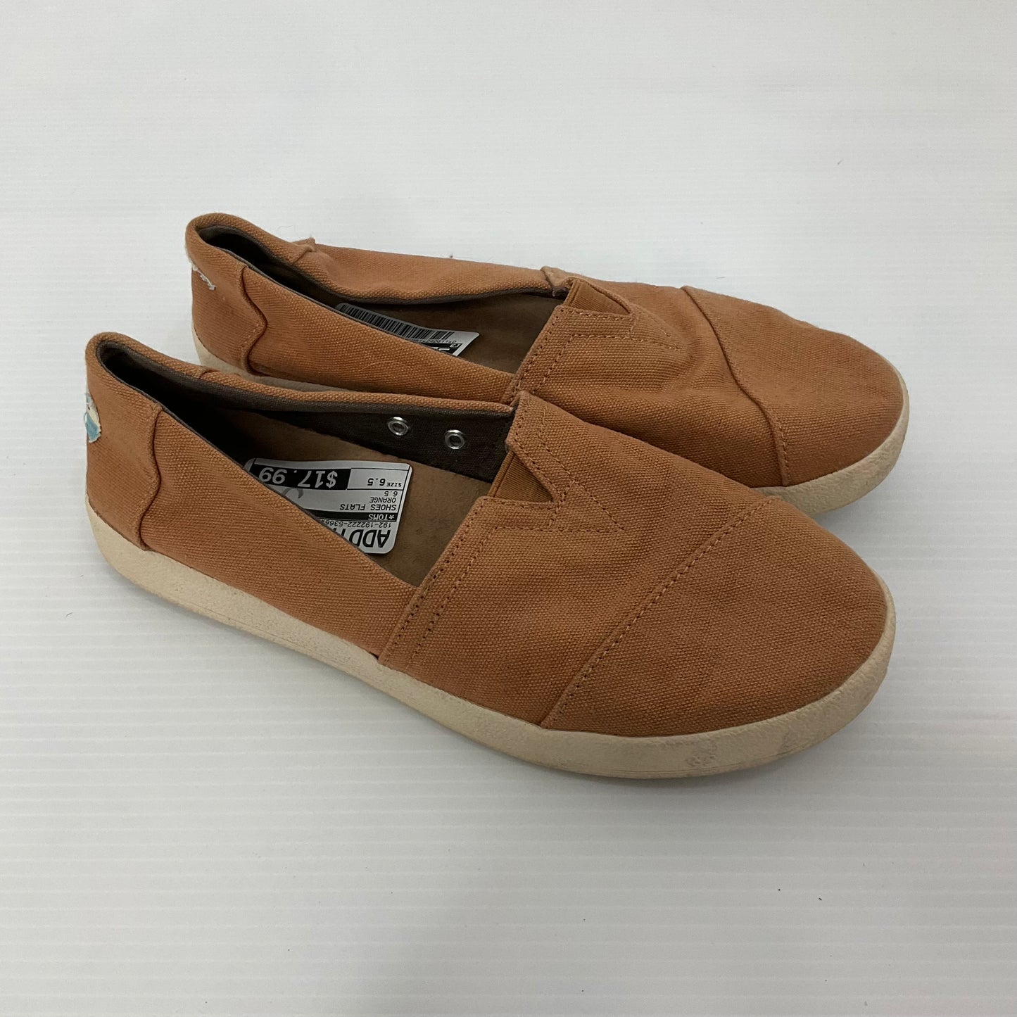 Orange Shoes Flats Toms, Size 6.5