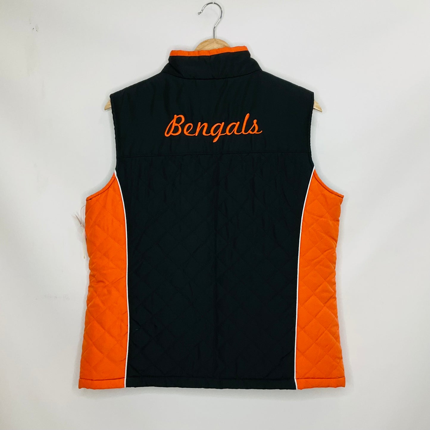 Black & Orange Vest Puffer & Quilted Nfl, Size L