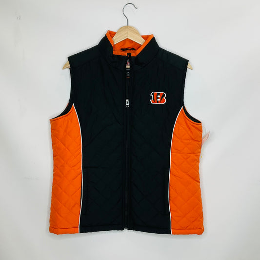 Black & Orange Vest Puffer & Quilted Nfl, Size L