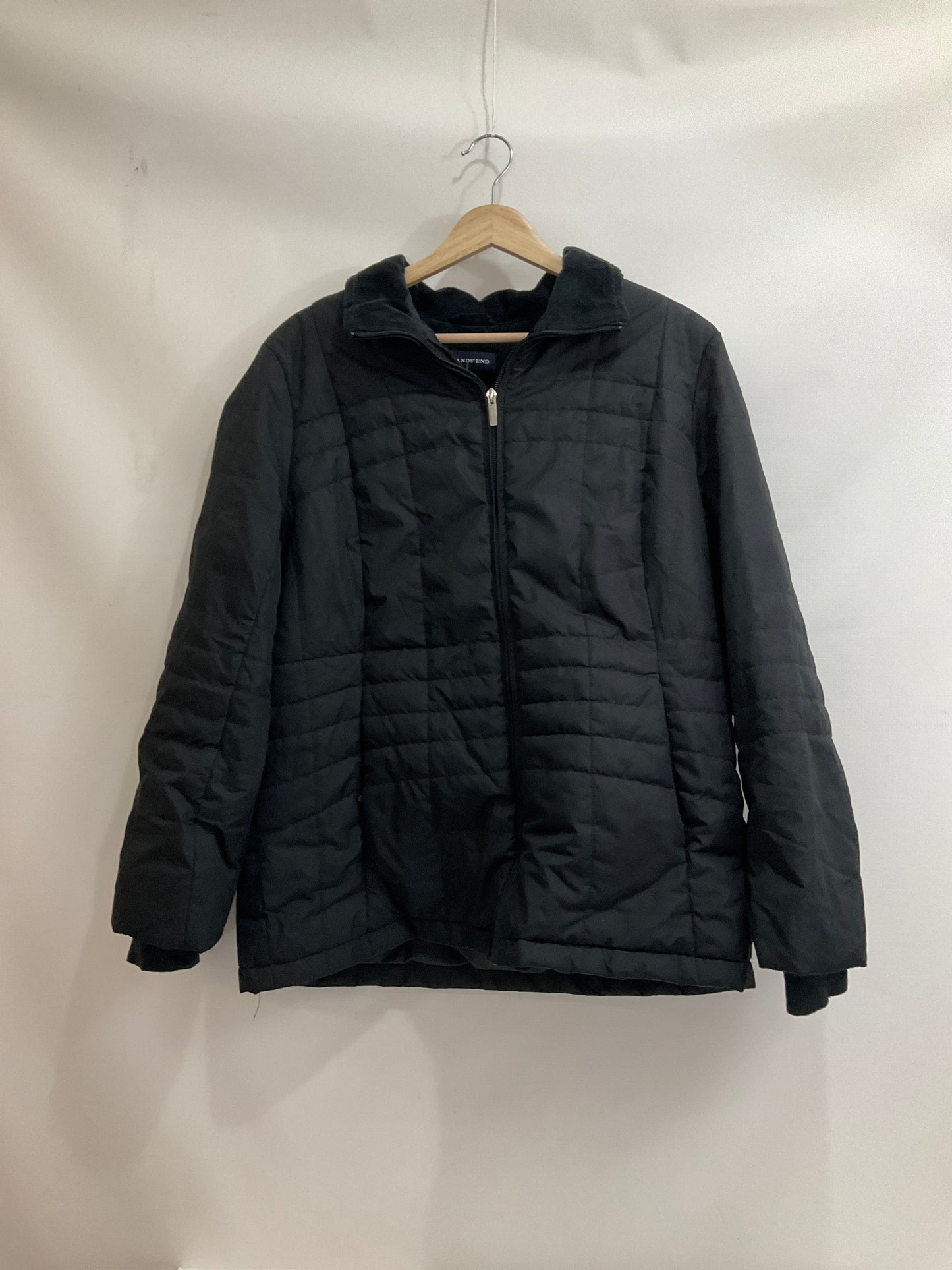 Jacket Puffer & Quilted By Lands End In Black, Size: L