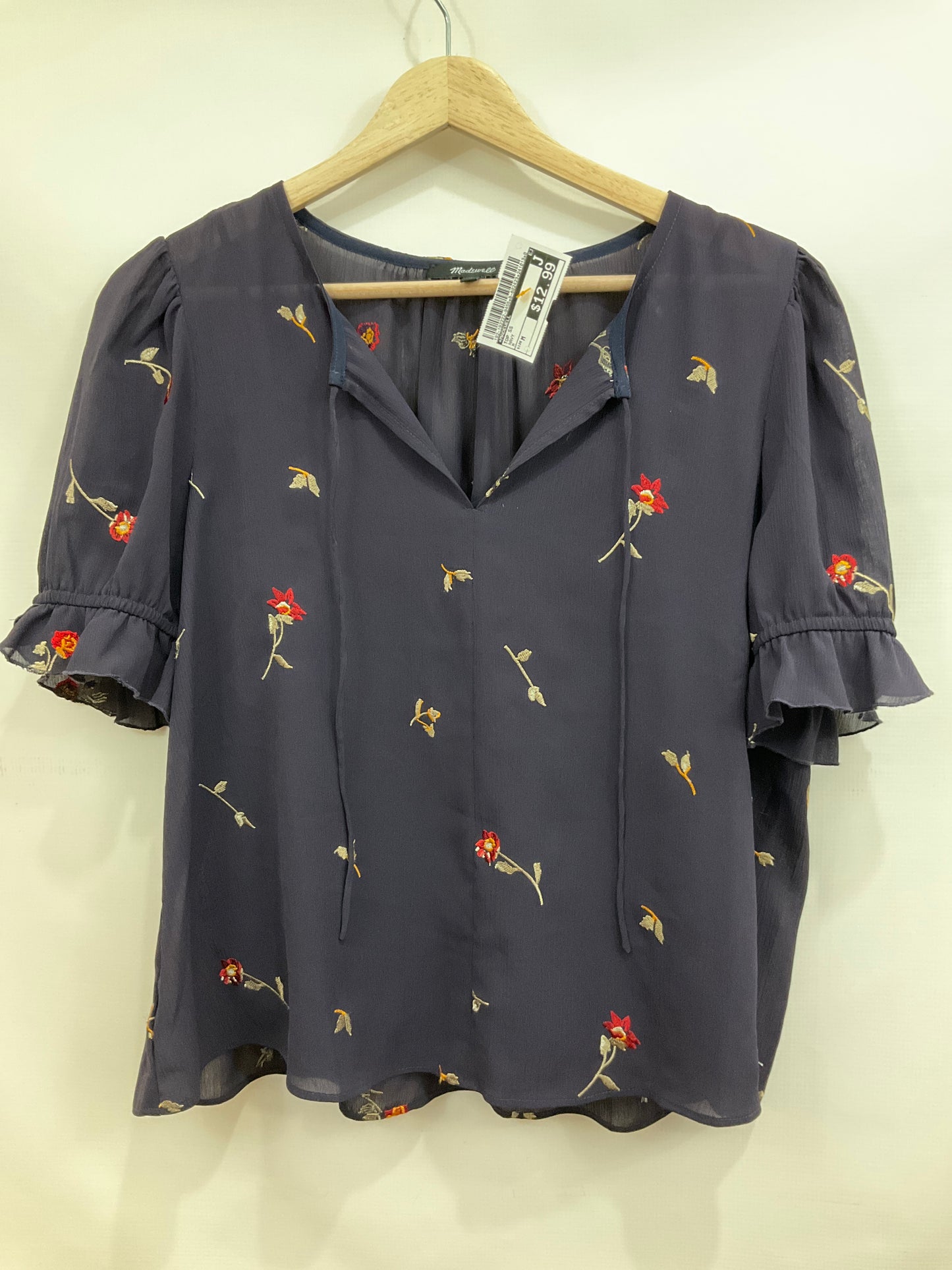 Top Short Sleeve By Madewell In Navy, Size: M