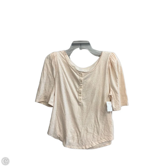 Top Short Sleeve By Anthropologie In Tan, Size: L