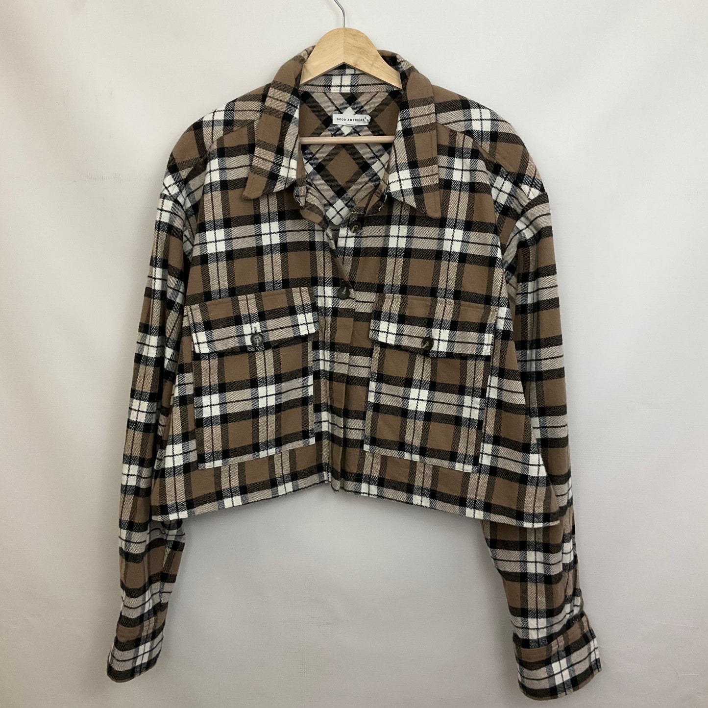 Jacket Shirt By Good American In Plaid Pattern, Size: 4