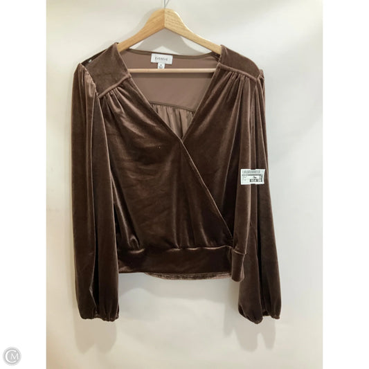 Top Long Sleeve By Evereve In Brown, Size: M
