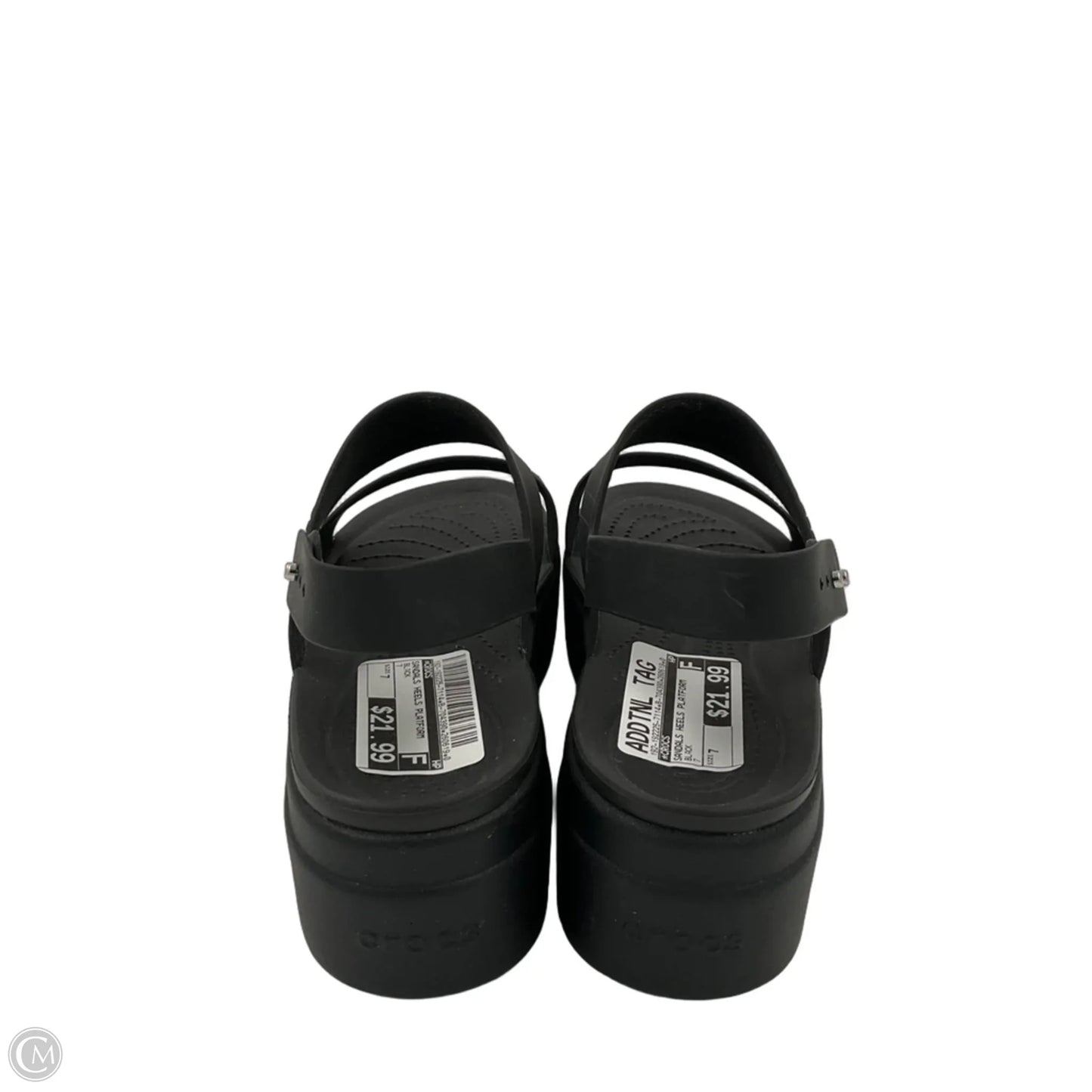 Sandals Heels Platform By Crocs In Black, Size: 7