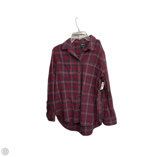 Top Long Sleeve By Madewell In Plaid Pattern, Size: M